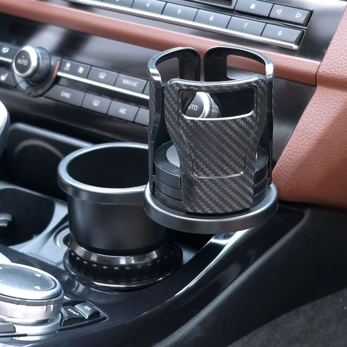 르메이어 차량용 멀티 수납 듀얼 확장형 컵홀더, 1개, 블랙