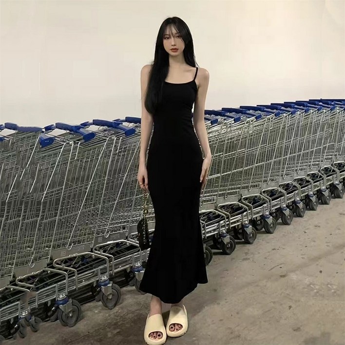 피어니스트 스트립 나시 머메이드 롱원피스