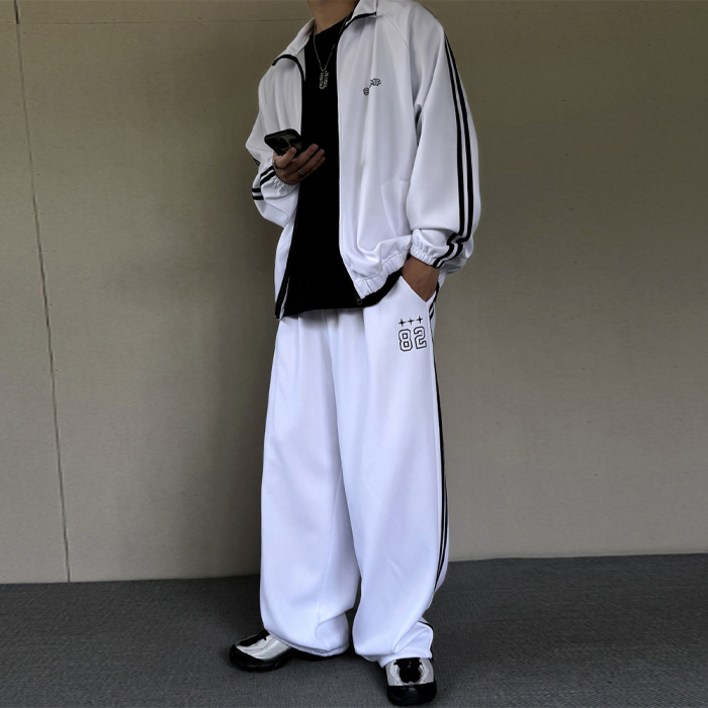 머시따 남성용 챔프 트랙 저지 집업 자켓  트랙 스트링 와이드팬츠