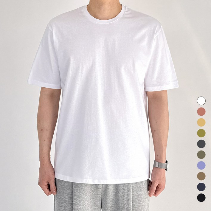 모노마인 남자 반팔티 남녀공용 20수 무지 라운드 반팔 티셔츠 프리미엄 순면 기본티 10컬러