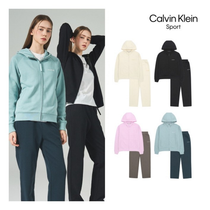 [캘빈클라인스포츠] () 여성 26SS 에센셜 스웻 셋업 2종 (후드집업+스웻팬츠)