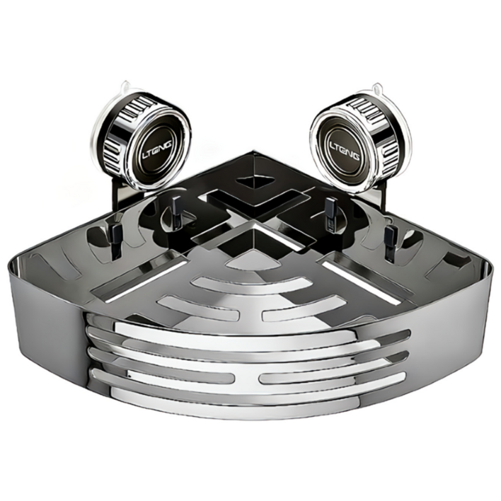 EROOMZ 무타공 진공흡착 스테인레스 욕실 코너선반