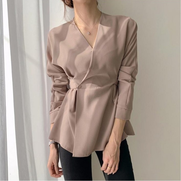 무배 리본 랩블라우스 페플럼 자켓형 블라우스 하객 루즈핏 정장이너