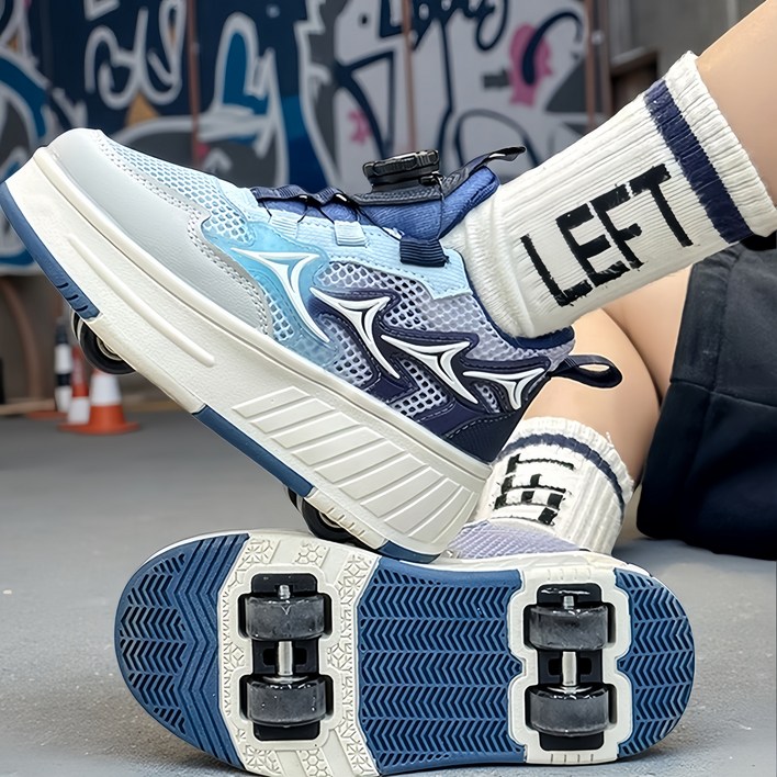 남녀공용  더블 휠 변형 탈착식 롤러슈즈 인라인 스케이트 운동화 간편한 성인 롤러스케이트