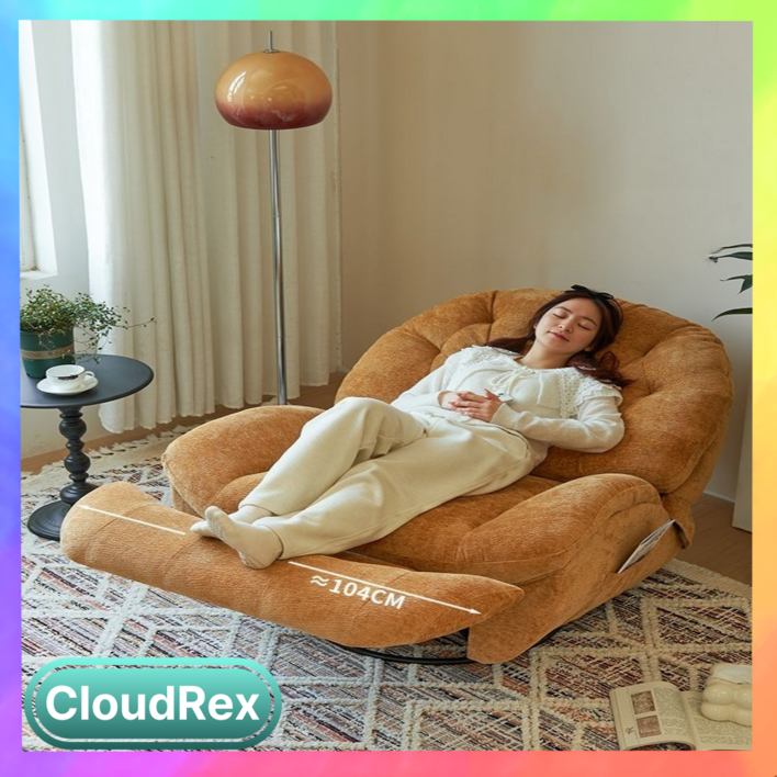 클라우드렉스 무중력 전동 리클라이너 소파 1인용 의자 셔닐 벨벳 흔들 수유 라운지 휴식, 카키 가죽