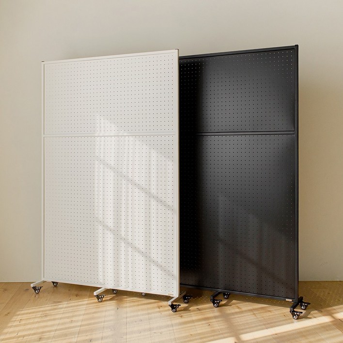 틴우드 타공판 철제 이동식 파티션 1200 스탠드 세트 (1200x1800), 화이트