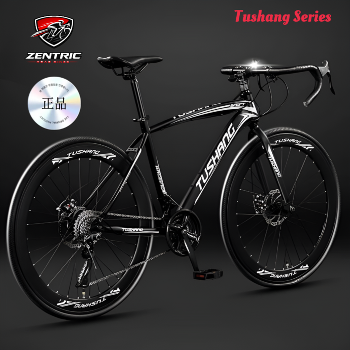 젠트릭 투생 700C 로드자전거 27단 다이내믹 가벼운 입문용 편안한 라이딩, 1개, 174cm, 1. ZE카본 블랙