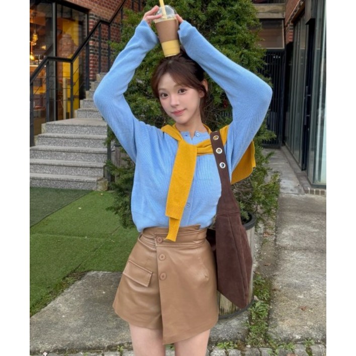 올리브데올리브 여성용  아웃포켓 크롭 니트 가디건