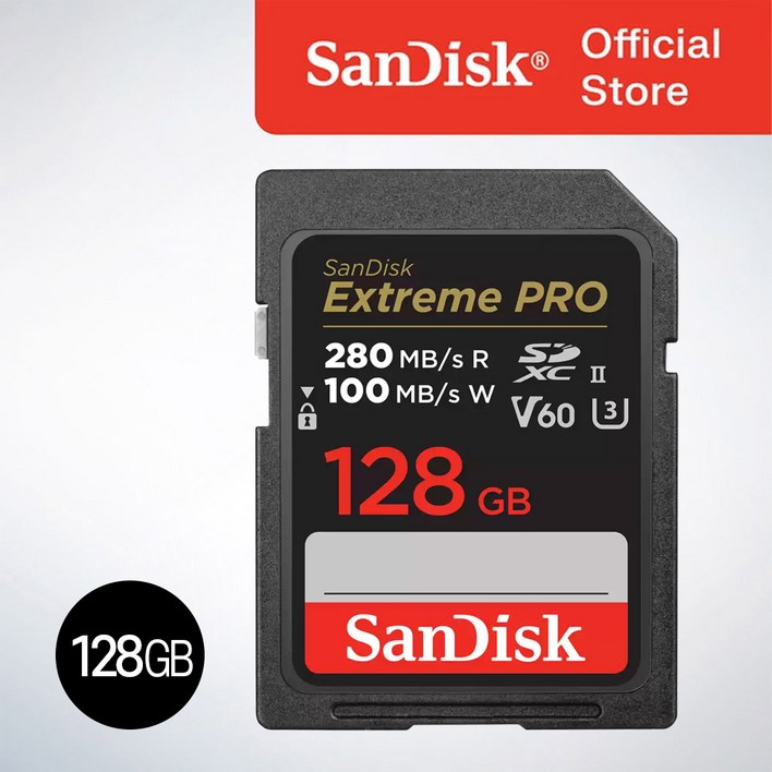 샌디스크코리아 공식인증정품    Extreme Pro 익스트림 프로 SDXC UHS-2 SD메모리카드 UHS-II V60 SDXEP 128GB