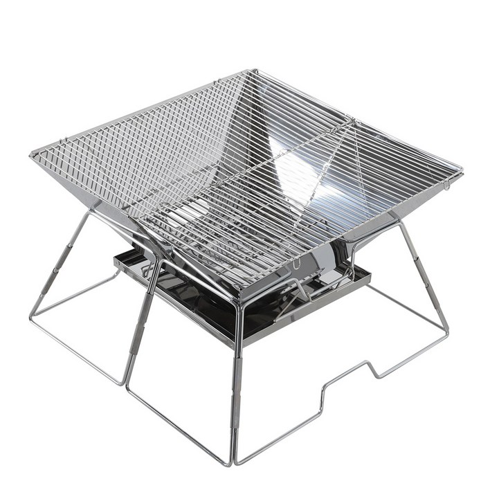 캠프빌리지 캠핑 접이식 와일드 불멍 사각그릴 화로대  숯받침대  재받침대  전용 보관가방, 1개