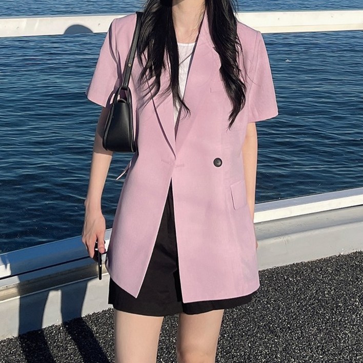 초특가 고퀄리티국내 자체 제작당일 발송 엘린 더블 원버튼 반팔 여름 자켓