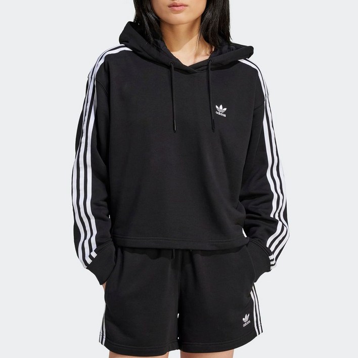 아디다스 ADIDAS 오리지널스 우먼스 아디컬러 3S 쇼트 후디 여성후드티 여자후드티 쭈리후드티 삼선후드티 삼선후드 크롭후드티 크롭후디 IU2424/IY4678