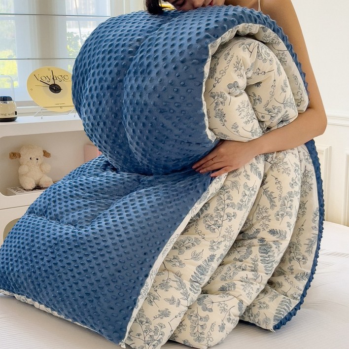 SeekFun 겨울 이불 극세사 꽃무늬 방한 두꺼운 가정용 캐시미어 부드러운 사계절 차렵이불