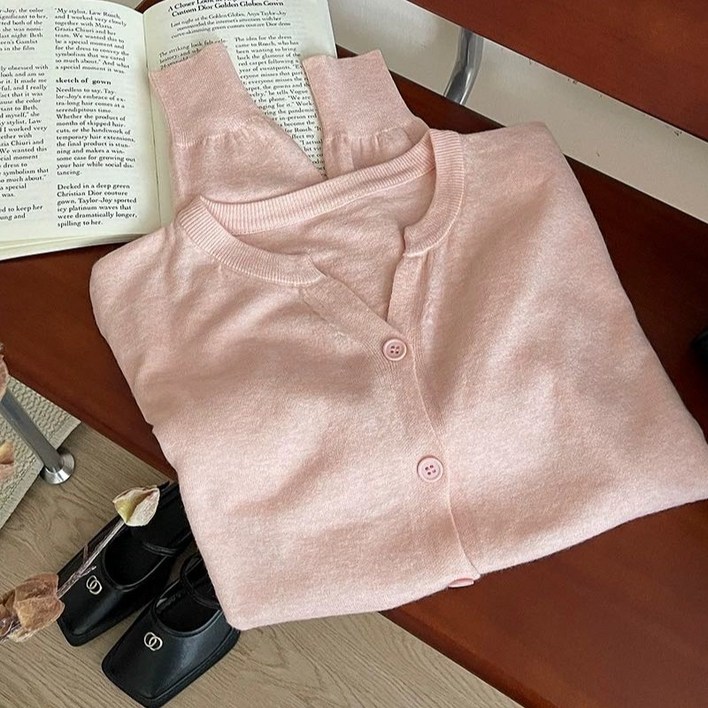 HDAON 여성 가디건 베이직 라운드 버튼 기본 가디건