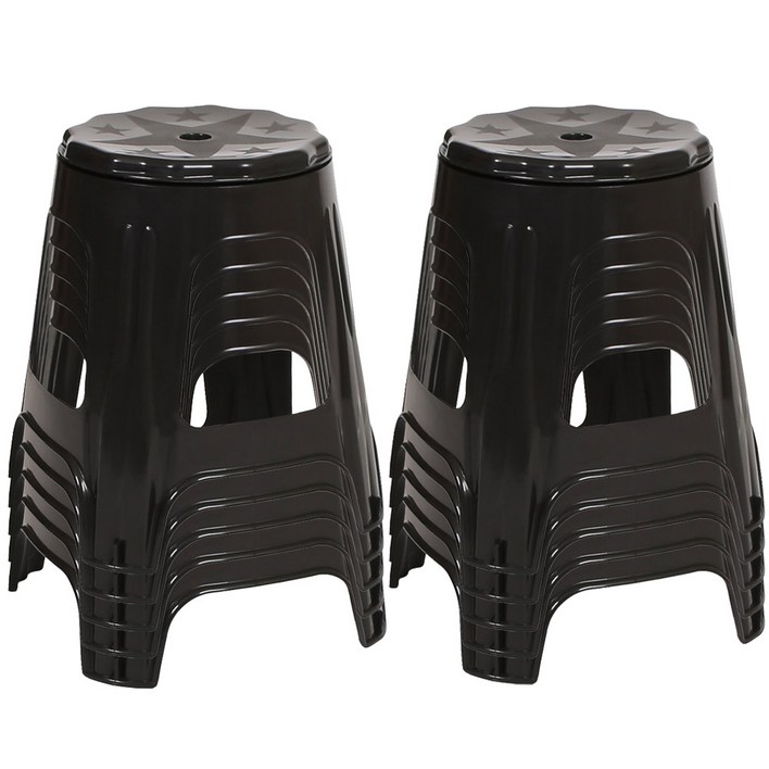 지오리빙 플라스틱 회전의자 10p, 10개, 블랙