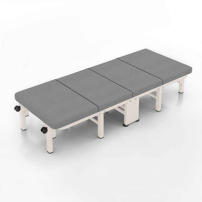 슈퍼 휴대용 접이식침대 1인용 간이 침대, 침대 높이 22cm, 세련된 라이트 컬러 화이트 프레임  그레이 매트