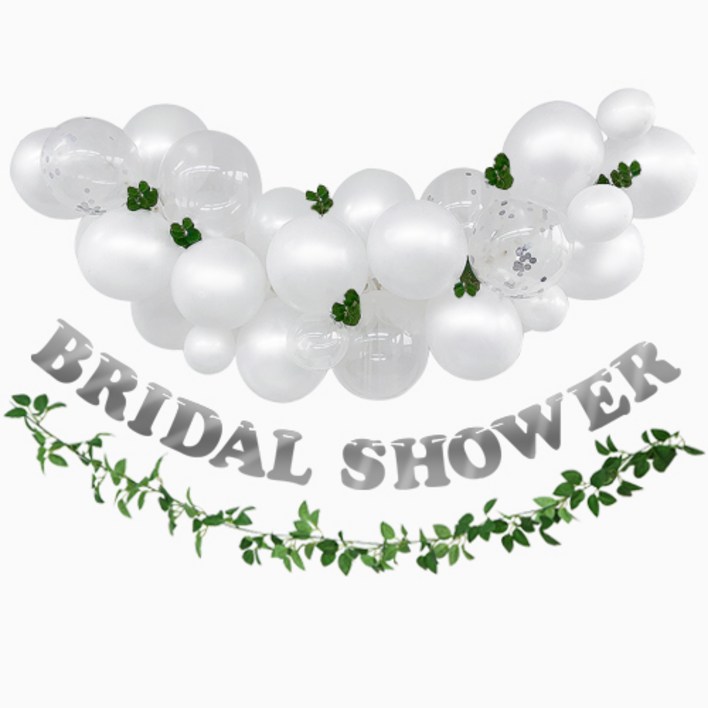 브라이덜 샤워 화이트 풍선 가랜드 세트 홈 파티 용품 장식 소품, BRIDAL SHOWER 가랜드 화이트 벌룬 세트, 1세트 브라이덜 샤워 화이트 풍선 가랜드 세트 홈 파티 용품 장식 소품, BRIDAL SHOWER 가랜드 화이트 벌룬 세트, 1세트