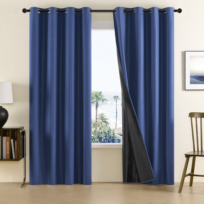 2p 세트 SengsoHome 99.99 빛차단 방풍 단열 아일렛 암막 커튼 거실 커텐