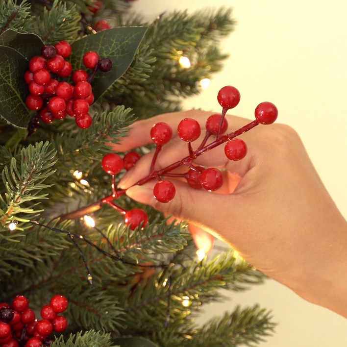 홀리 픽 오너먼트 47종 크리스마스 열매 솔방울 장식, 솔방울, 1세트