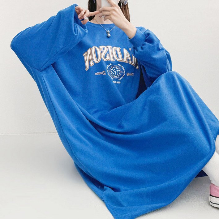 여성용 오버핏 긴팔 빅사이즈 롱원피스 봄여름 원피스