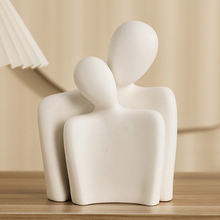 인테리어 소품 모던 커플 허그 연인 포옹 오브제, 화이트화이트