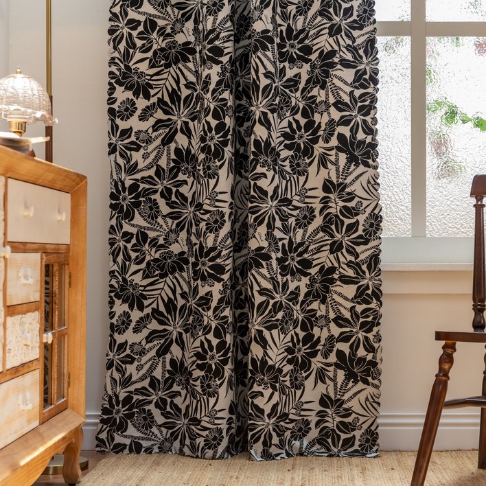 엔틱 플라워 자카드 가리개 커튼 창고 주방 레트로