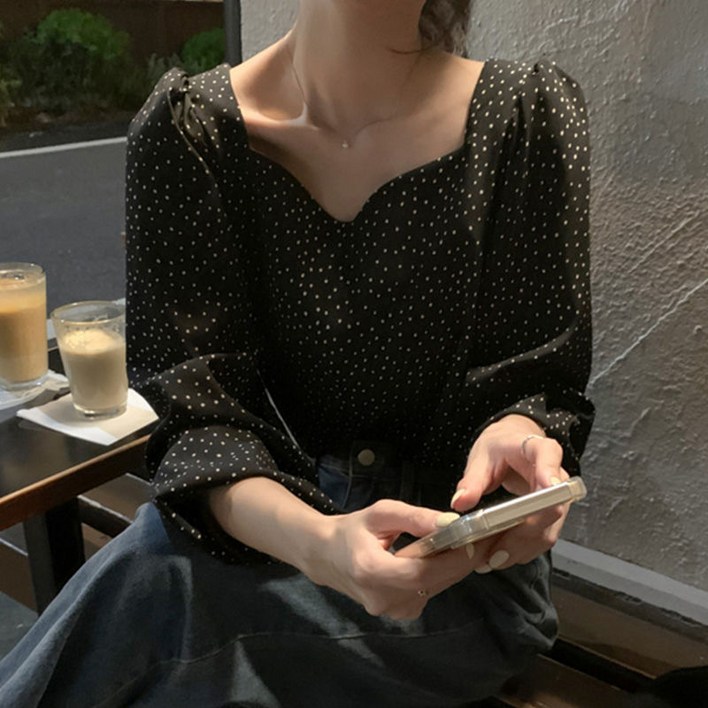 루스리더 여성 브이넥 루즈핏 블라우스 EZ28