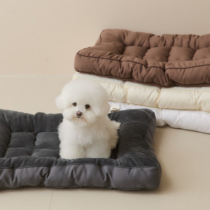 뭉연구소 극세사 통세탁 사계절 양면 강아지 고양이 방석 반반 토퍼