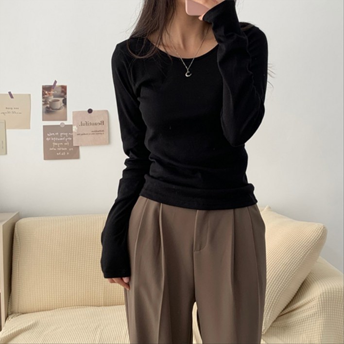 뉴트럴톤 골라봐 유넥 면 슬림핏 긴팔티 8color 데일리긴팔가을긴팔웜톤긴팔쿨톤긴팔웜톤핑크쿨톤핑크기본면티면긴팔