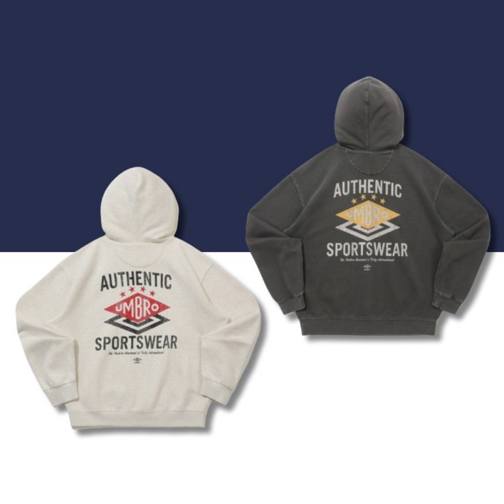 국내매장정품 엄브로 남녀공용 더블 다이아 로고 기모 후디 후드티 긴소매 캐주얼 라이프 스타일 간절기 겨울 가을