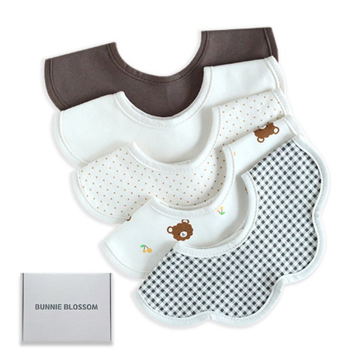 바니블라썸 아기 턱받이 어린이집 준비물 출산 선물세트 롤링 침받이 baby bib