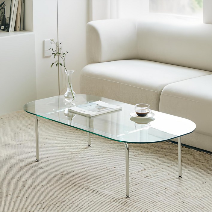 메종드꼼마 아르코 유리 거실테이블 1200 x 600