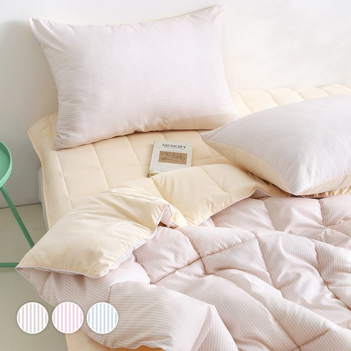 이브아띠 스트라이프 워싱 먼지없는 알러지케어 차렵이불 세트