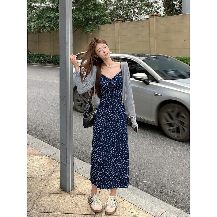 쿠스 여름 원피스 두피스 롱원피스 가디건 세트