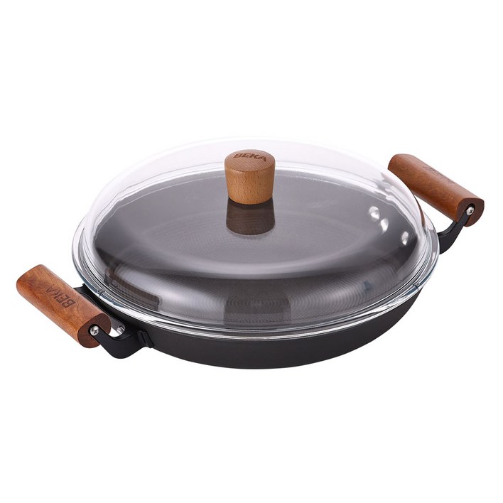 베카 시즈닝 무쇠 주물 그리들팬 28cm  유리뚜껑, 1개
