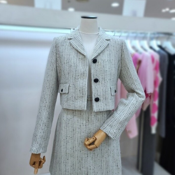 잇미샤 잇미샤  브로치 포인트 셋업 싱글 자켓(ITOAWJK240)_DG