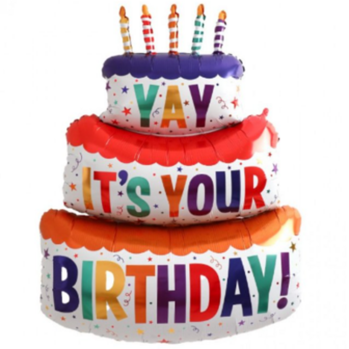 케이크풍선 케이크풍선 케잌풍선 3단 은박풍선 초대형 생일케익 생일 파티풍선 가랜드 1m, 1) 풍선 (100X61)
