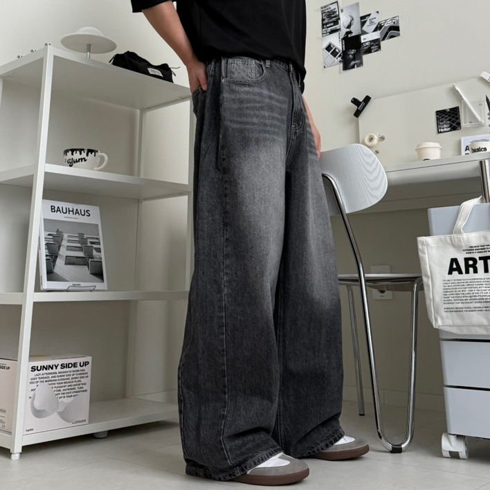 르위 빈티지 워싱 와이드 데님 팬츠 SXL