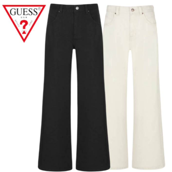 매장발송 게스 여성 청바지 절개 와이드핏 블랙진 날씬 데님 팬츠