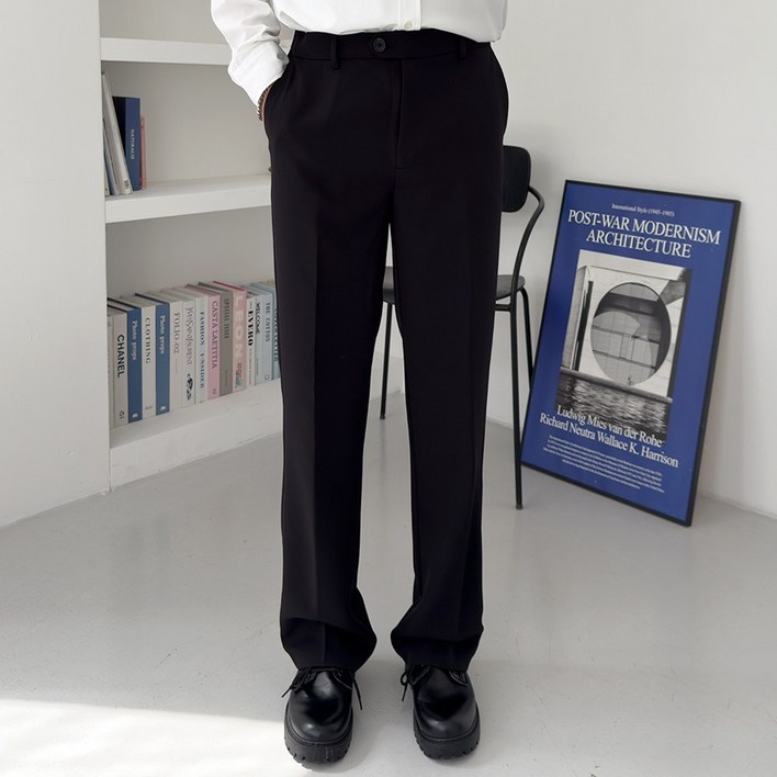 마르티 남성용 빅사이즈 구김없는 스판 세미 와이드 슬랙스