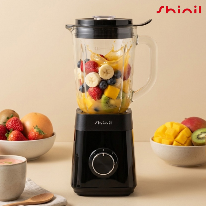 [26년형]신일 초고속 1.5L 중형 유리 믹서기 SMX-NT1500 파워 블렌더 이유식 미니 고속 대용량 가정용 소형믹서기, 블랙
