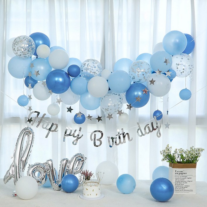 피앤비유니티하늘 닮은 올리브 파스텔 풍선구름 러브 생일 풍선 장식 세트 모음