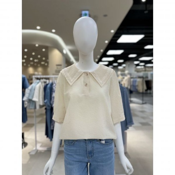 올리브데올리브 ﻿5부소매 빅카라넥 블라우스 YW3AB805 한정수량 (637647 )