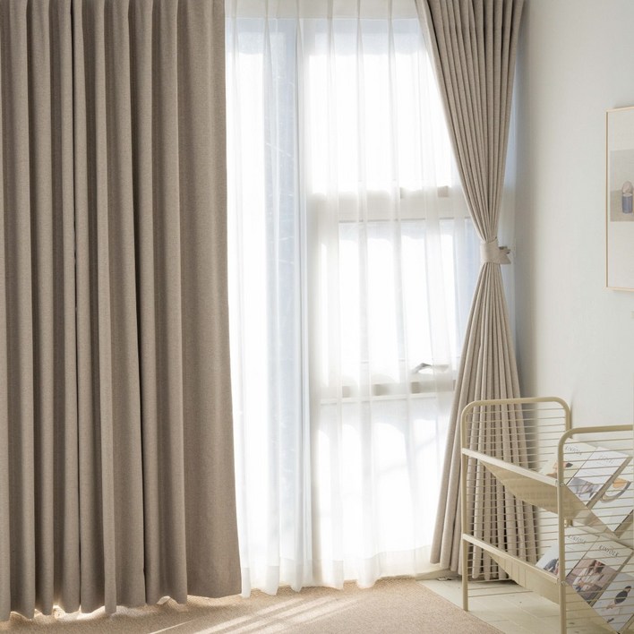 밀리무드 100% 빛차단 깊은잠 방한 방풍 암막커튼 2p + 커튼끈 2p