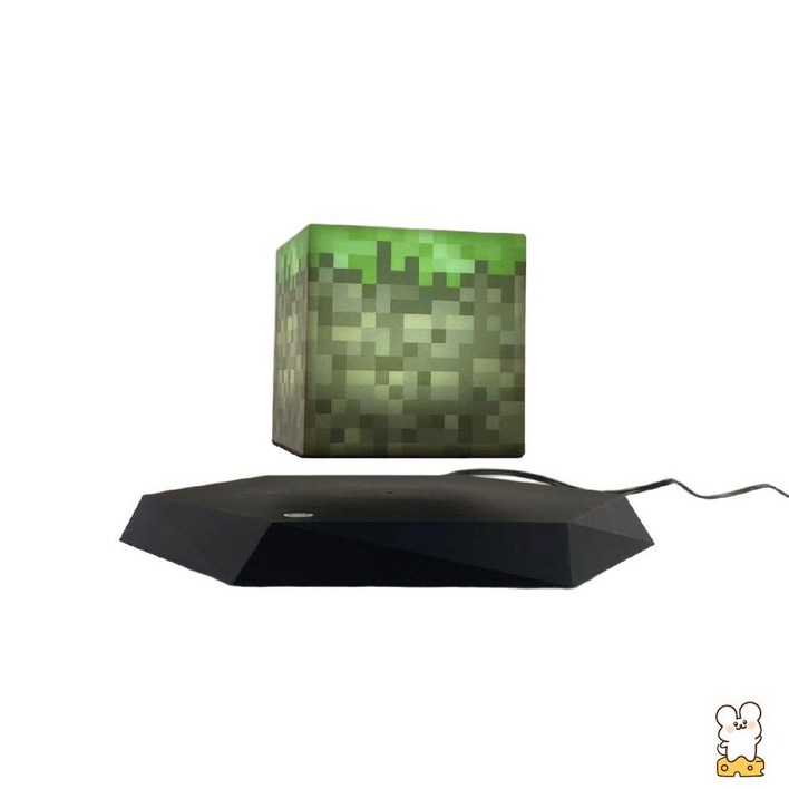 마인크래프트 자기부상 무드등 공중부양 360도 회전, 잔디 블록