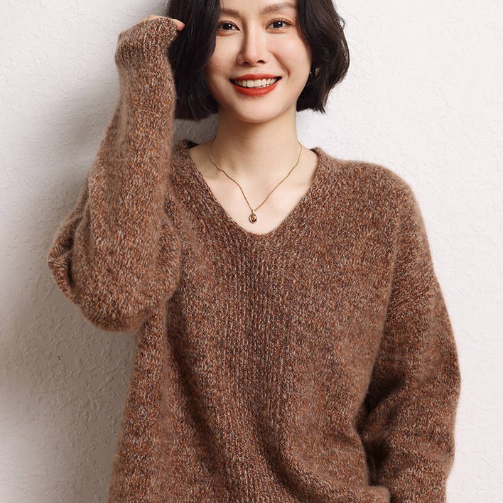 캐시미어100니트 캐시미어 원피스 여성 니트 몽골 울 스웨터 100 봄 겨울 브이 긴팔