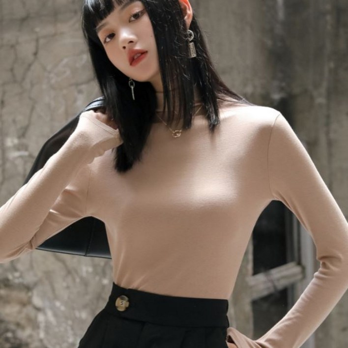 제이리스트 프리미엄 모달 터틀넥 반폴라 긴팔 티셔츠 올드머니룩 PWC013