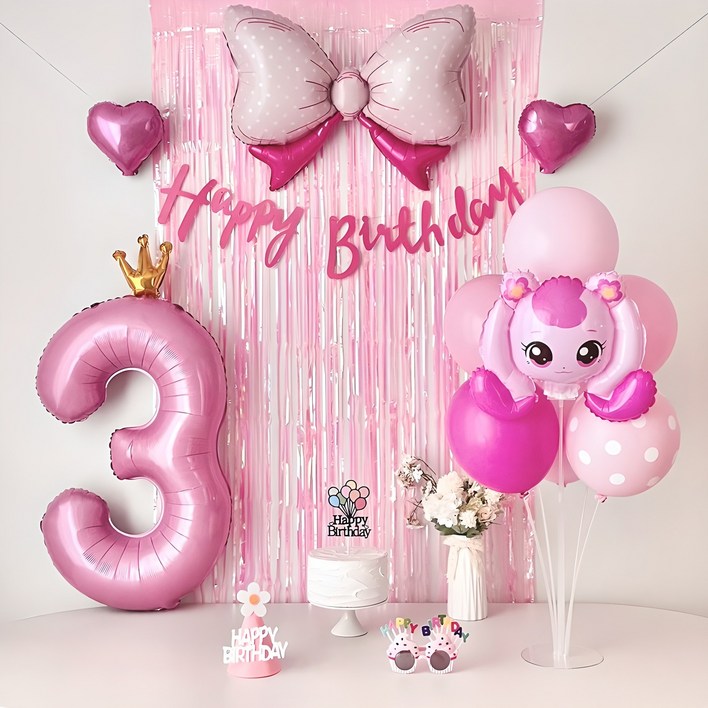 연지마켓 하츄핑 풍선 캐치 티니핑 생일 파티 용품 세트, 1세트 연지마켓 하츄핑 풍선 캐치 티니핑 생일 파티 용품 세트, 1세트