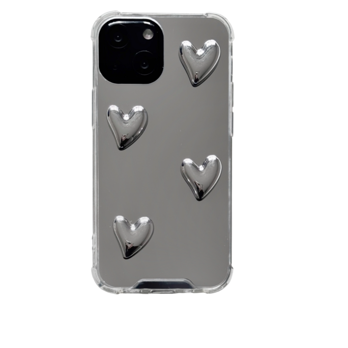 볼륨 하트 미러 거울 아이폰 폰케이스 거울 심플 15 16 17 pro mini 12 13미니