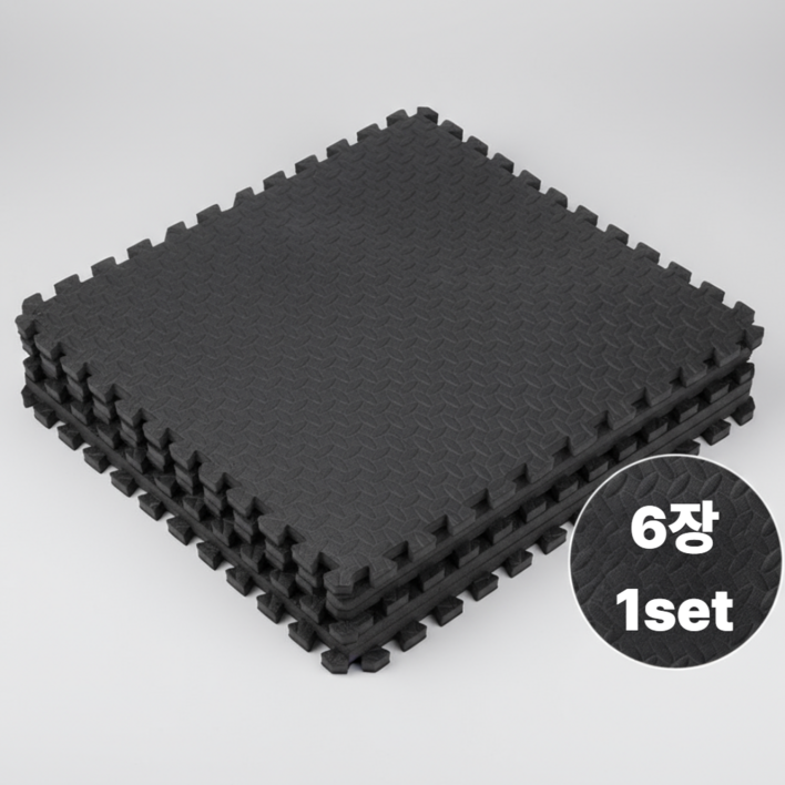 웨일스포츠 층간소음 헬스 요가 토탈 홈짐 매트, 6개, 블랙